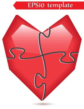 Bulmaca vektör grafik şablonu illüstrasyon izole beyaz arka plan üzerinde renkli kalp şeklinde