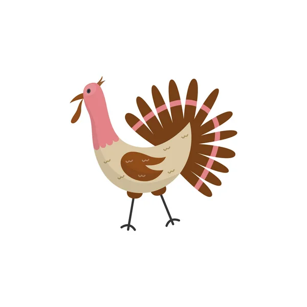 Vector Flat grappige Turkije binnenlandse vogel pictogram — Stockvector