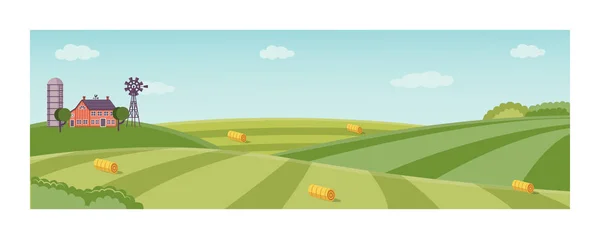 Векторний сільський фон, зелене поле трави — стоковий вектор