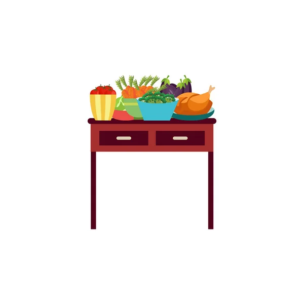Légumes plats vectoriels dans une icône en céramique — Image vectorielle