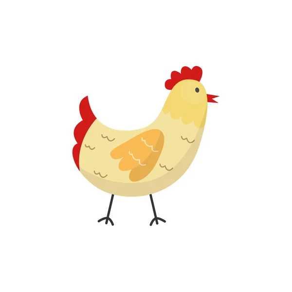 Vector flat hand drawn chicken isolated — Stock Vector