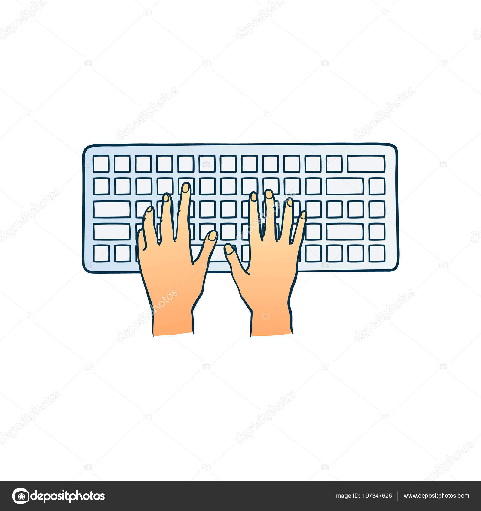 Human Hands Typing On Computer Keyboard Pushing Buttons With