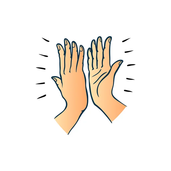 Ручной жест двух людей, дающих друг другу пять в стиле эскиза, выделенный на белом фоне . — стоковый вектор