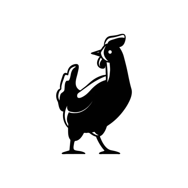 Silueta monocromática de gallo - vista lateral del pollo de pie . — Archivo Imágenes Vectoriales