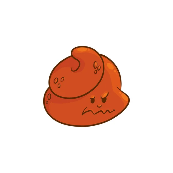 Personaje de dibujos animados Poop - emoticono enojado de caca aislado sobre fondo blanco . — Vector de stock