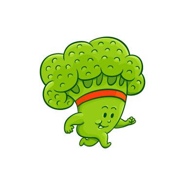 Vector cartoon broccoli character jogging