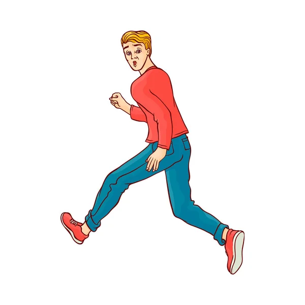 Bosquejo vectorial corriendo hombre, carácter ranaway — Vector de stock