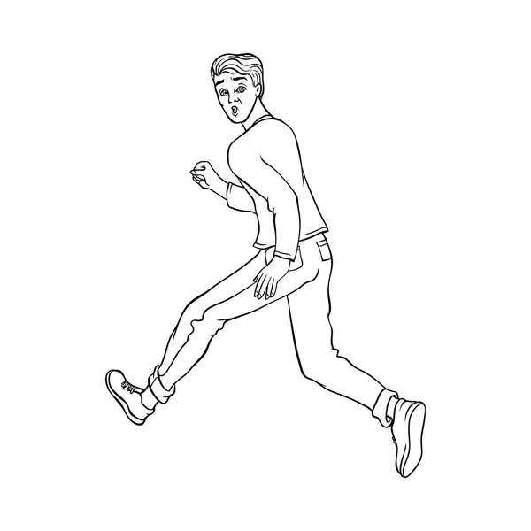 Vector sketch running man, personagem ranaway — Vetor de Stock