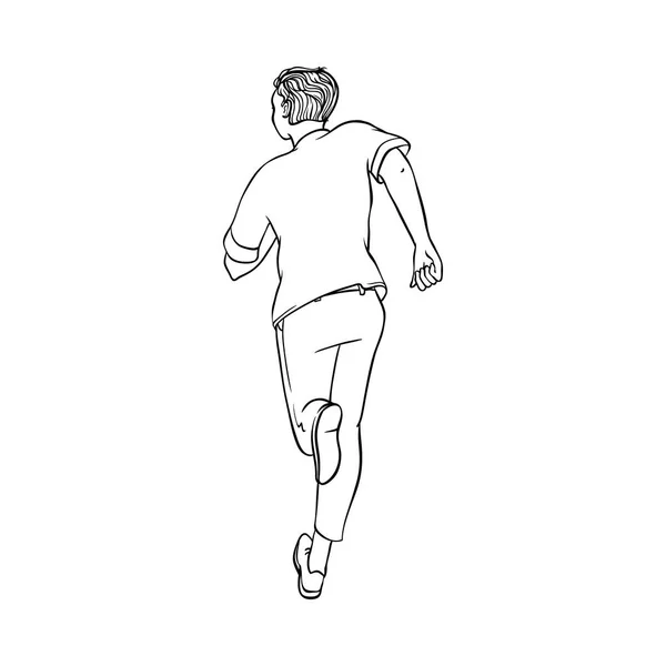 Vektorové skici běžící muž, ranaway znak — Stockový vektor