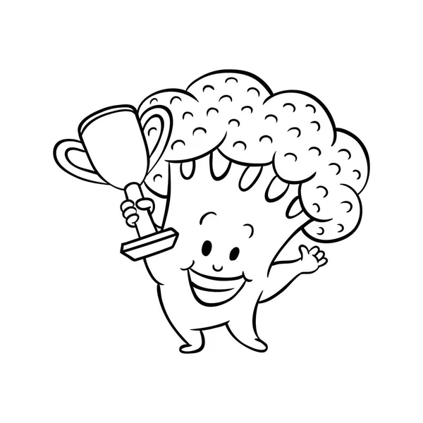 Vektör karikatür brokoli karakter Altın Kupası — Stok Vektör