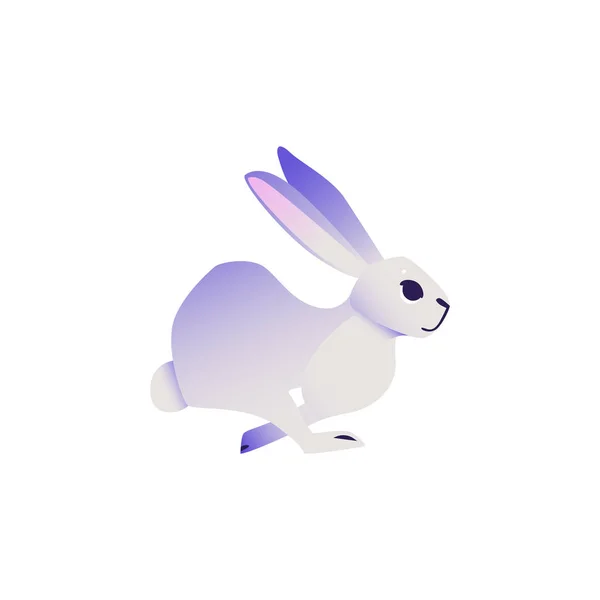 Lindo conejo con piel ultravioleta corriendo hacia adelante aislado sobre fondo blanco . — Vector de stock