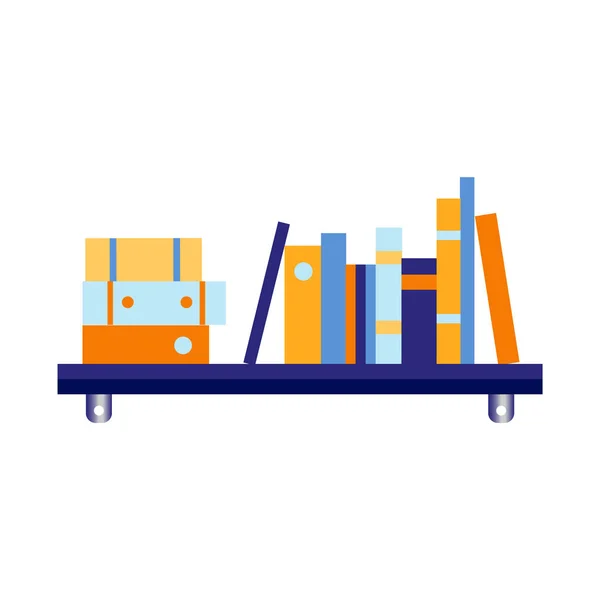 Libreria vettoriale a parete blu con documenti — Vettoriale Stock