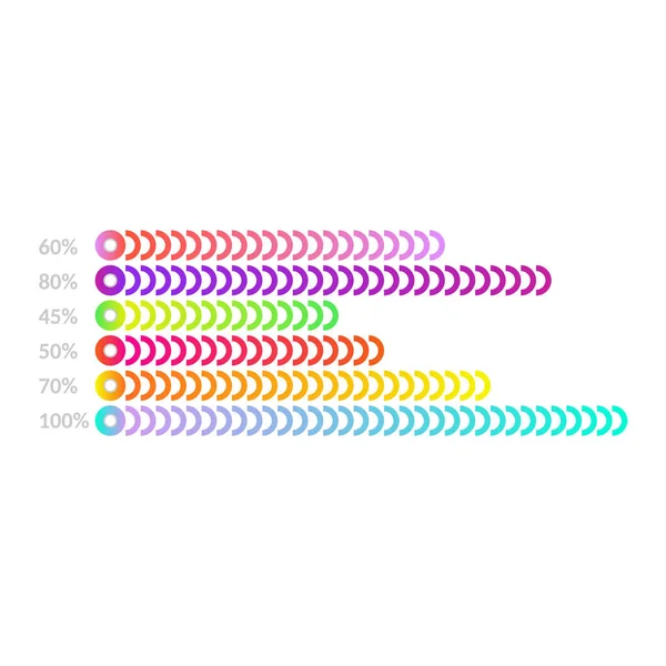 Modelo de gráfico de barras horizontal - gráfico de design plano de negócios para relatórios e apresentações . — Vetor de Stock