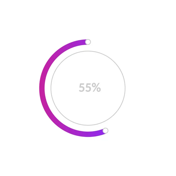 Zakelijke cirkeldiagram infographic met aandeel van 55 procenten voor rapporten en presentaties — Stockvector