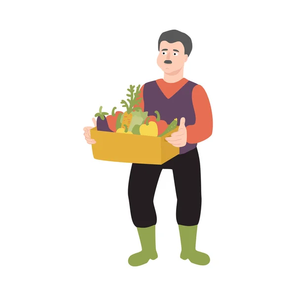 Vector flat farmer man in professional uniform — Stock Vector