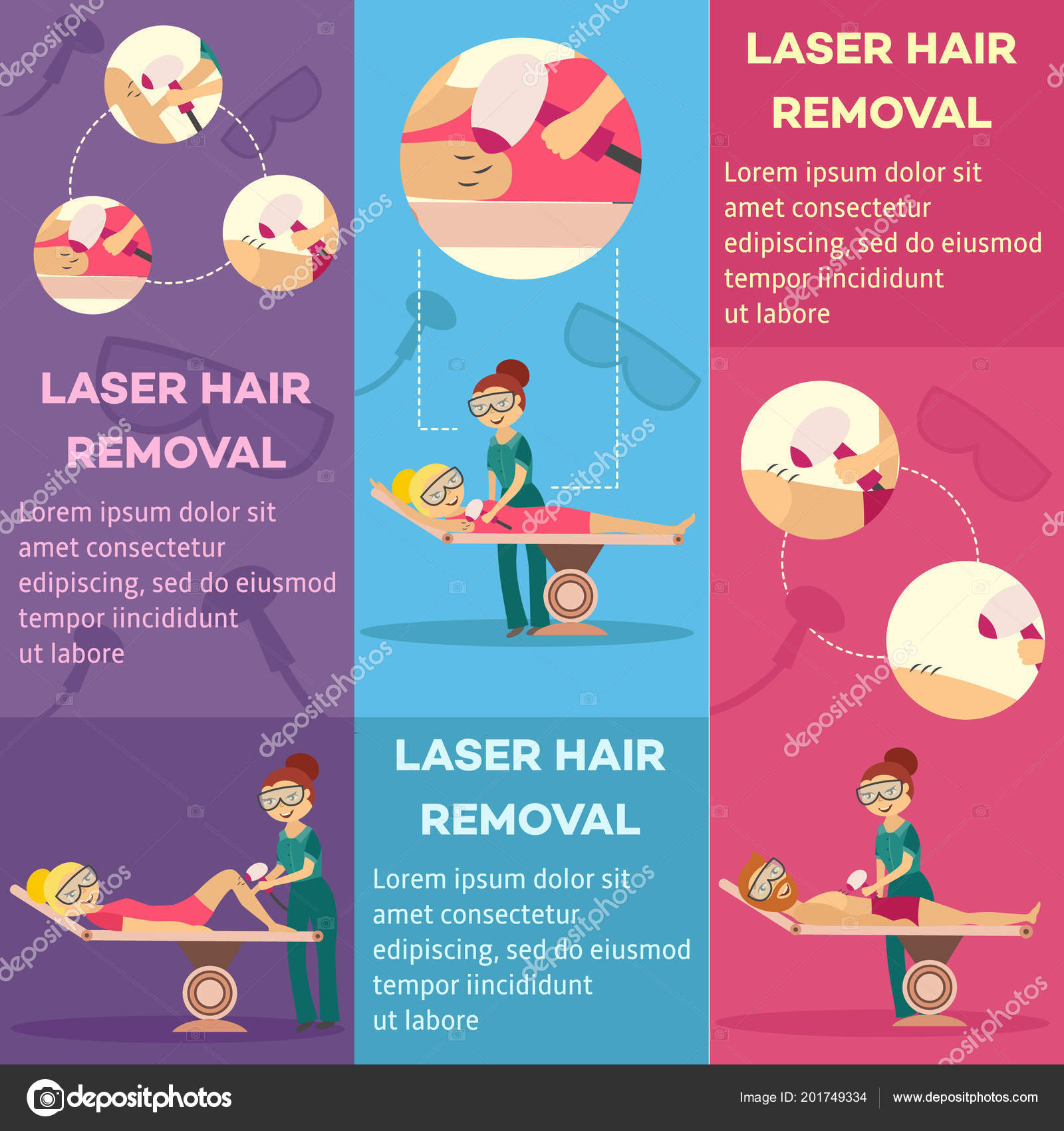 Laser hair removal in cosmetological clinic or salon vertical banners set.  Stock Vector Image by ©Sabelskaya #201749334