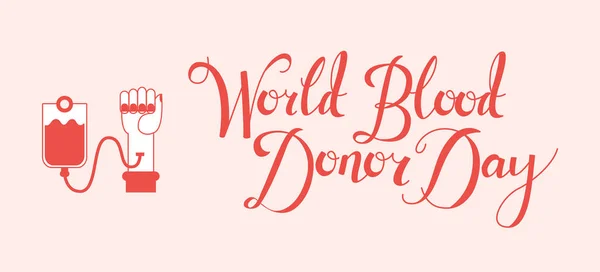Vektor lapos kéz vér adomány transzfúziós zsák — Stock Vector