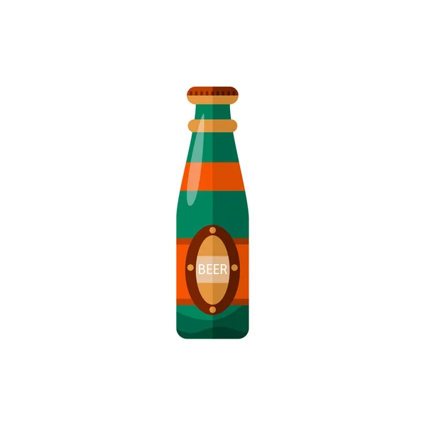 Vector de cerveza plana botella de vidrio mochup — Vector de stock