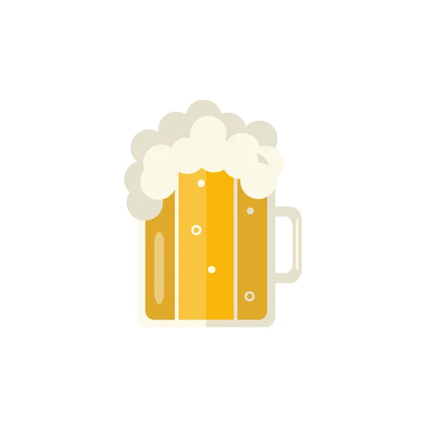 Caneca plana vetorial de cerveja dourada com espuma — Vetor de Stock