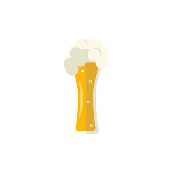 Taza plana vector de cerveza de oro con espuma — Archivo Imágenes Vectoriales