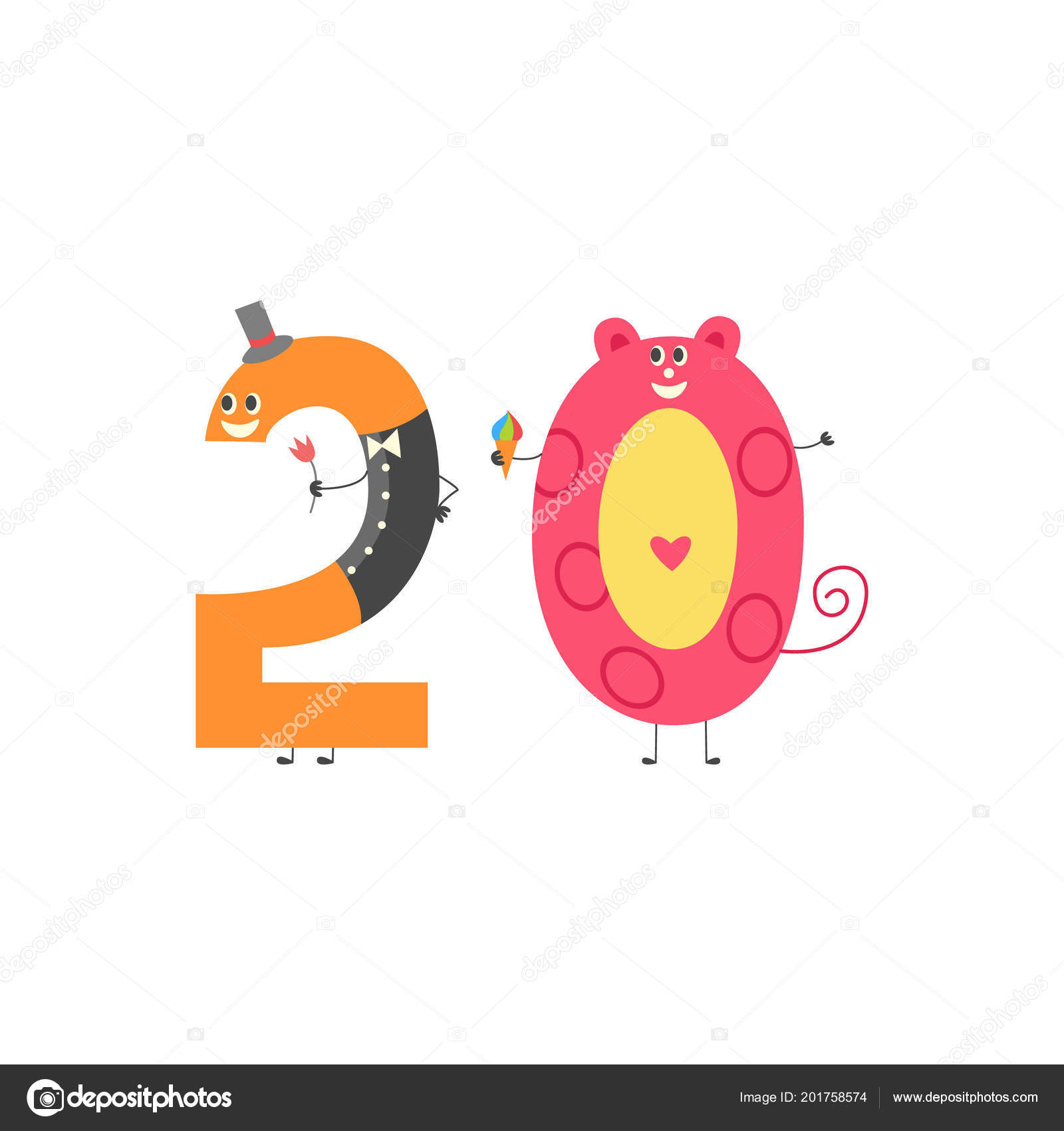 Number twenty cartoon character for teaching children or birthday invitation isolated on white background. Stock Vector Image by ©Sabelskaya #201758574 Number twenty cartoon character for teaching children or birthday invitation isolated on white background. Stock Vector Image by ©Sabelskaya #201758574