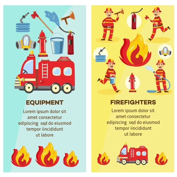 Vector firefighting and equipment concept banner — Stock Vector