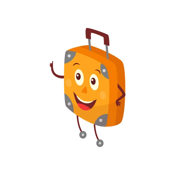 Vector flat travel bag suitcase character thumb up