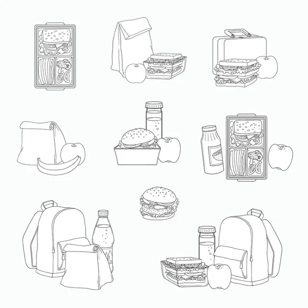 Vektor Lunchbox mit Snacks, Gemüse-Set — Stockvektor