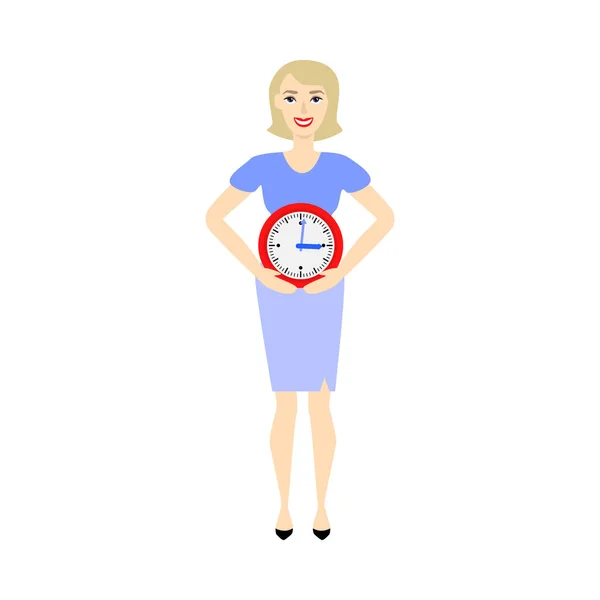 Vector mujer de negocios tiempo, reloj plazo concepto — Archivo Imágenes Vectoriales
