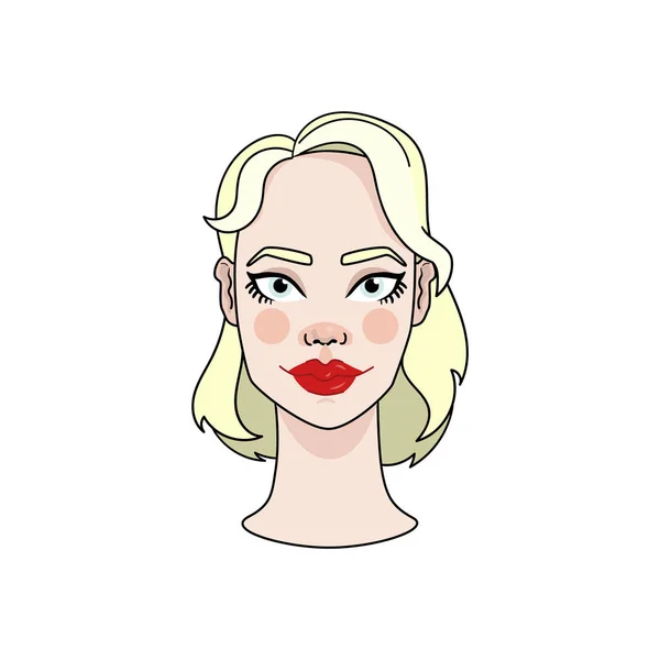 Vector mujer sexy maquillaje labios rojos sonriendo — Archivo Imágenes Vectoriales