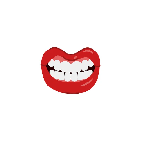 Vector cartoon vrouw sexy rode lippen tanden mond — Stockvector