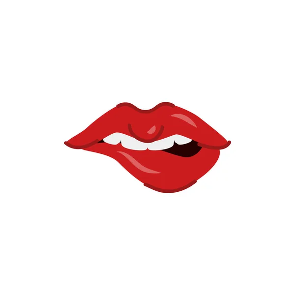 Vector de dibujos animados mujer sexy labios rojos morder — Vector de stock