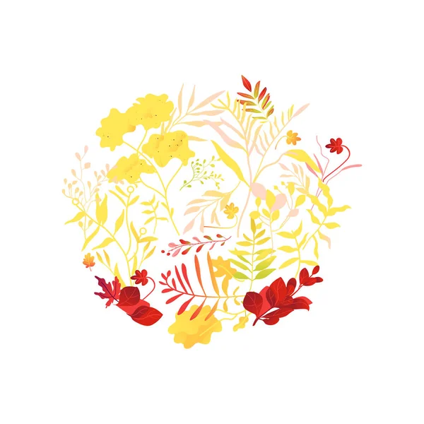 Vector plano abstracto otoño plantas patrón icono — Vector de stock