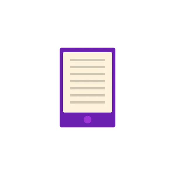 Flaches lila Tablet oder Palmtop mit Text am Bildschirm — Stockvektor