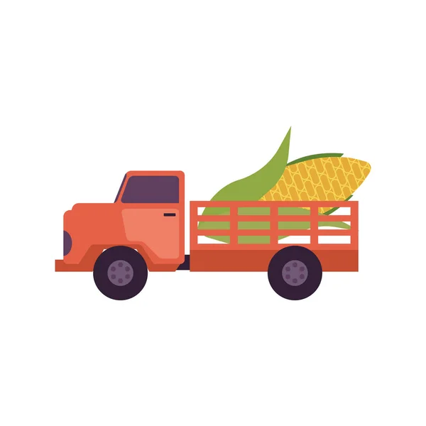 Camioneta de granjero plano entrega de alimentos de cosecha — Archivo Imágenes Vectoriales