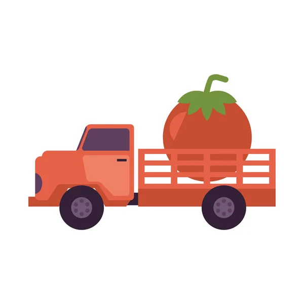Camioneta de granjero plano entrega de alimentos de cosecha — Vector de stock