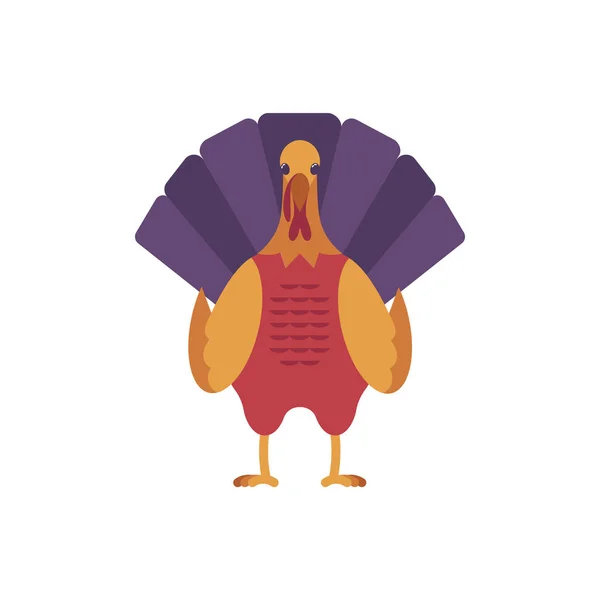 Turkije vogel platte vectorillustratie geïsoleerd — Stockvector
