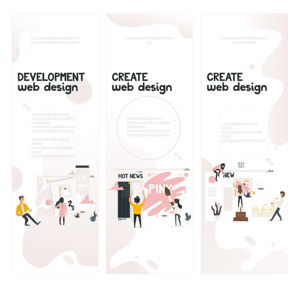 Concepto de desarrollo de diseño web en banners verticales . — Vector de stock