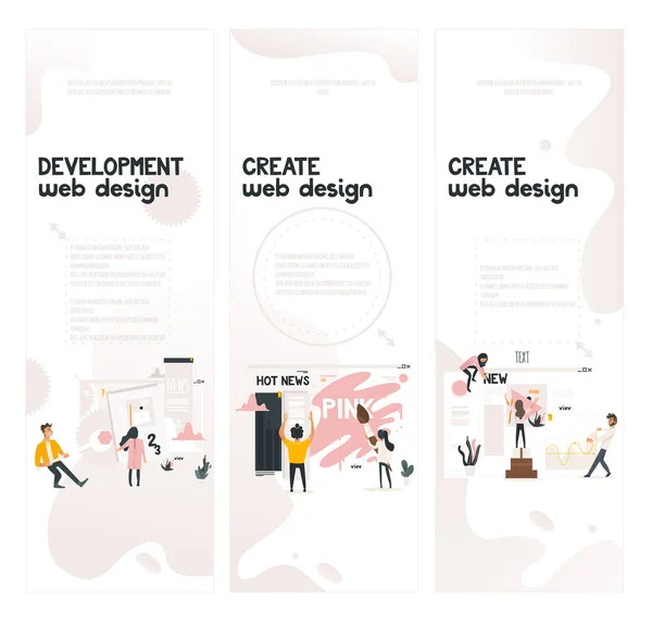 Web design utvecklingskoncept på vertikala banderoller uppsättning. — Stock vektor
