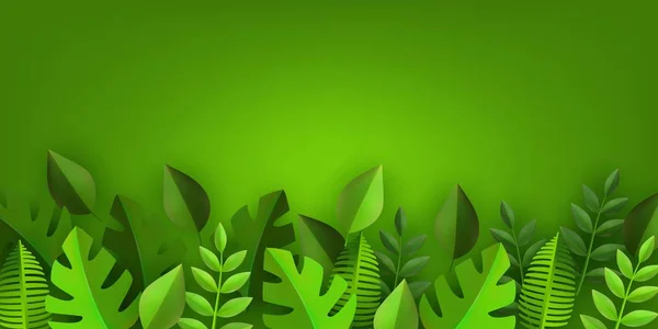 Vector hojas verdes marco plantilla de fondo — Vector de stock