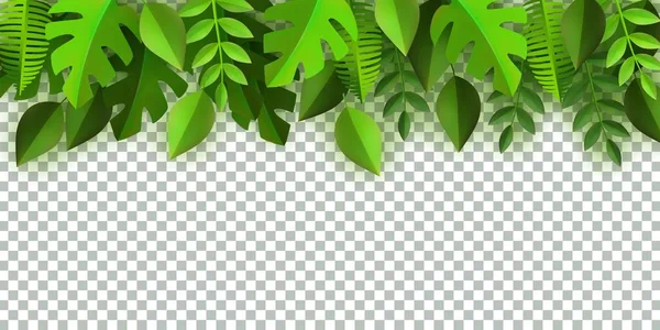 Vector green leaves frame background template — Stock Vector