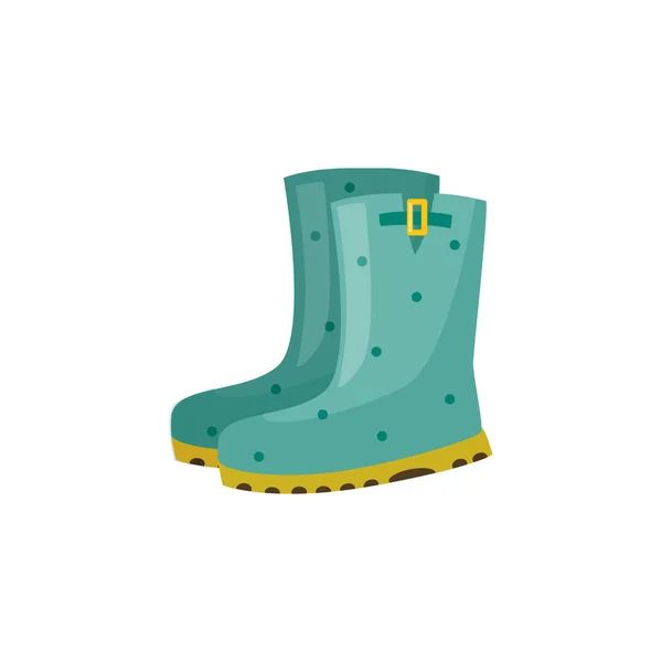 双橡胶靴在绿松石颜色-防水秋季鞋的季节性设计. — 图库矢量图片