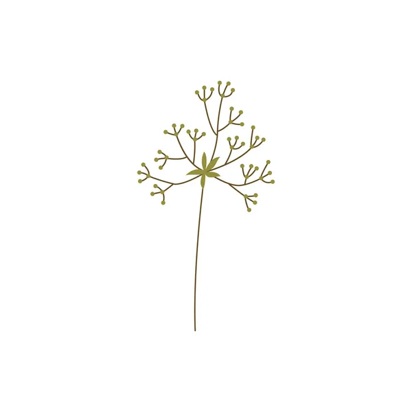 Yeşil bitki dalı yaprakları - doğal çiçek öğe için düz stil tasarım. — Stok Vektör