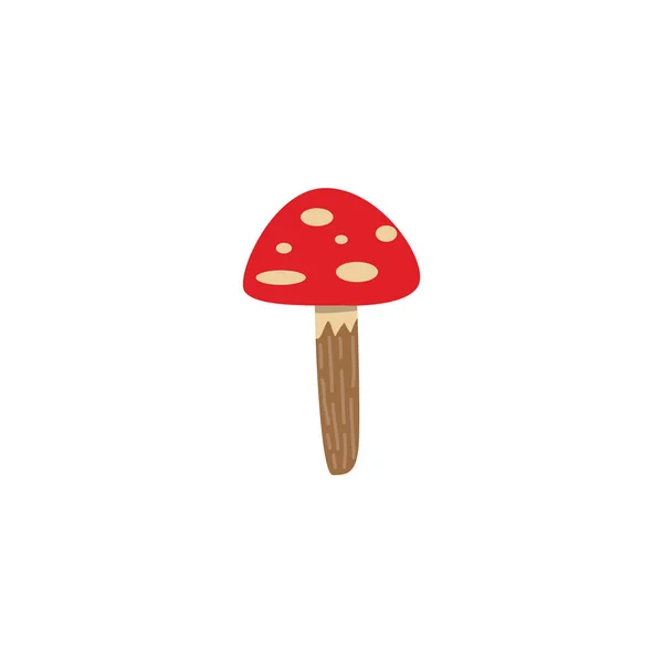 Amanita mushroom with red spotted cap isolated on white background. — Stock Vector