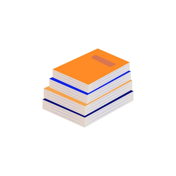 Pile de livres en papier avec couverture rigide couché sur une surface isolée sur fond blanc . — Image vectorielle