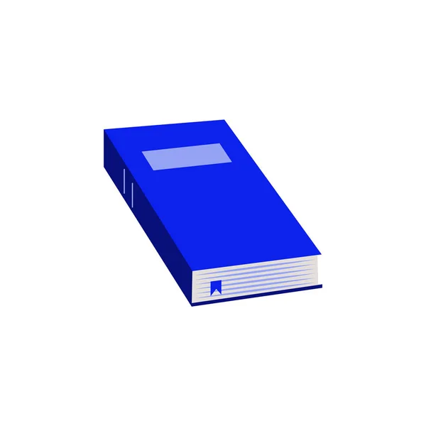 Cerrar libro de papel con icono plano de tapa dura azul para volver a la escuela o concepto de ocio literario . — Vector de stock