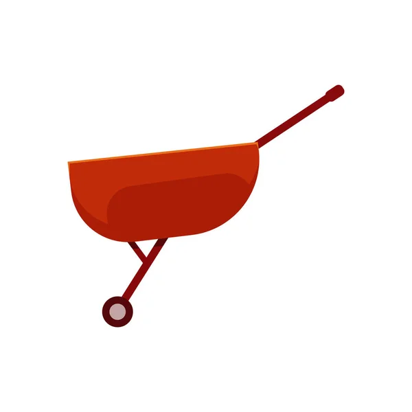 Empty red wheelbarrow cart - symbol of farm gardening equipment for carriage of cargoes. — Stock Vector