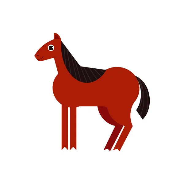 Bay horse full length illustration isolated on white background. — Stock Vector
