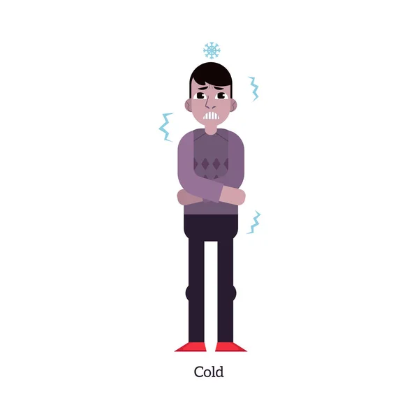 有感冒症状的年轻人在白色背景下被隔离感染或病毒性疾病. — 图库矢量图片