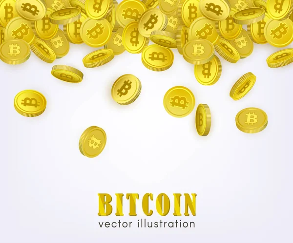 Bitcoin баннер, шаблон флаера с золотыми монетами — стоковый вектор